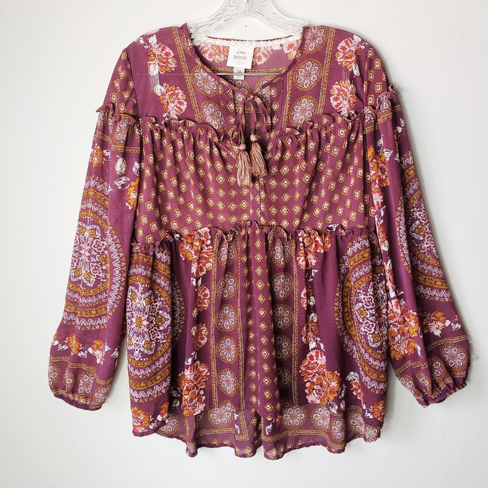 Knox Rose Boho Babe Long Sleeve Top